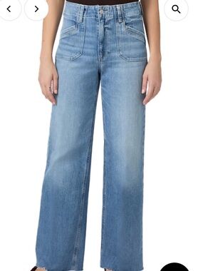 PAIGE Light Blue High-Rise Wide-Leg Jeans